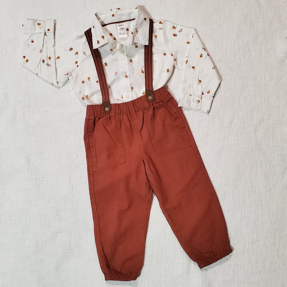 Carter's Baby 3 Piece Dress Me Up 24m Apple Print